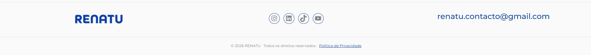 Rodapé do website RENATU